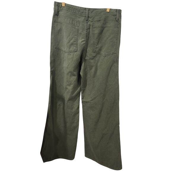 New Mother the major sneak roller high waist wide leg green pants size 29 - Picture 3 of 7